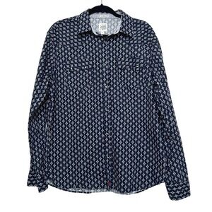 Moon Shine Spirit Shirt Western Style Navy Geometric Long Sleeve Mens M cowboy
